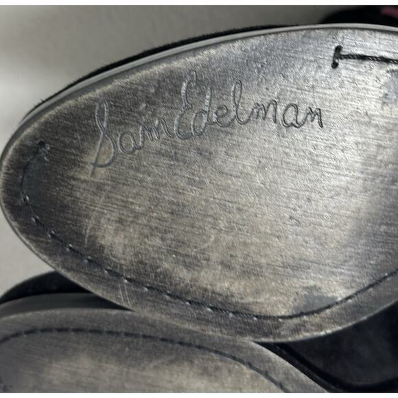 Sam Edelman Louie Saddle Fringe Bootie Size 7 M Black Suede Zip Ankle Boots EUC - Picture 5 of 6